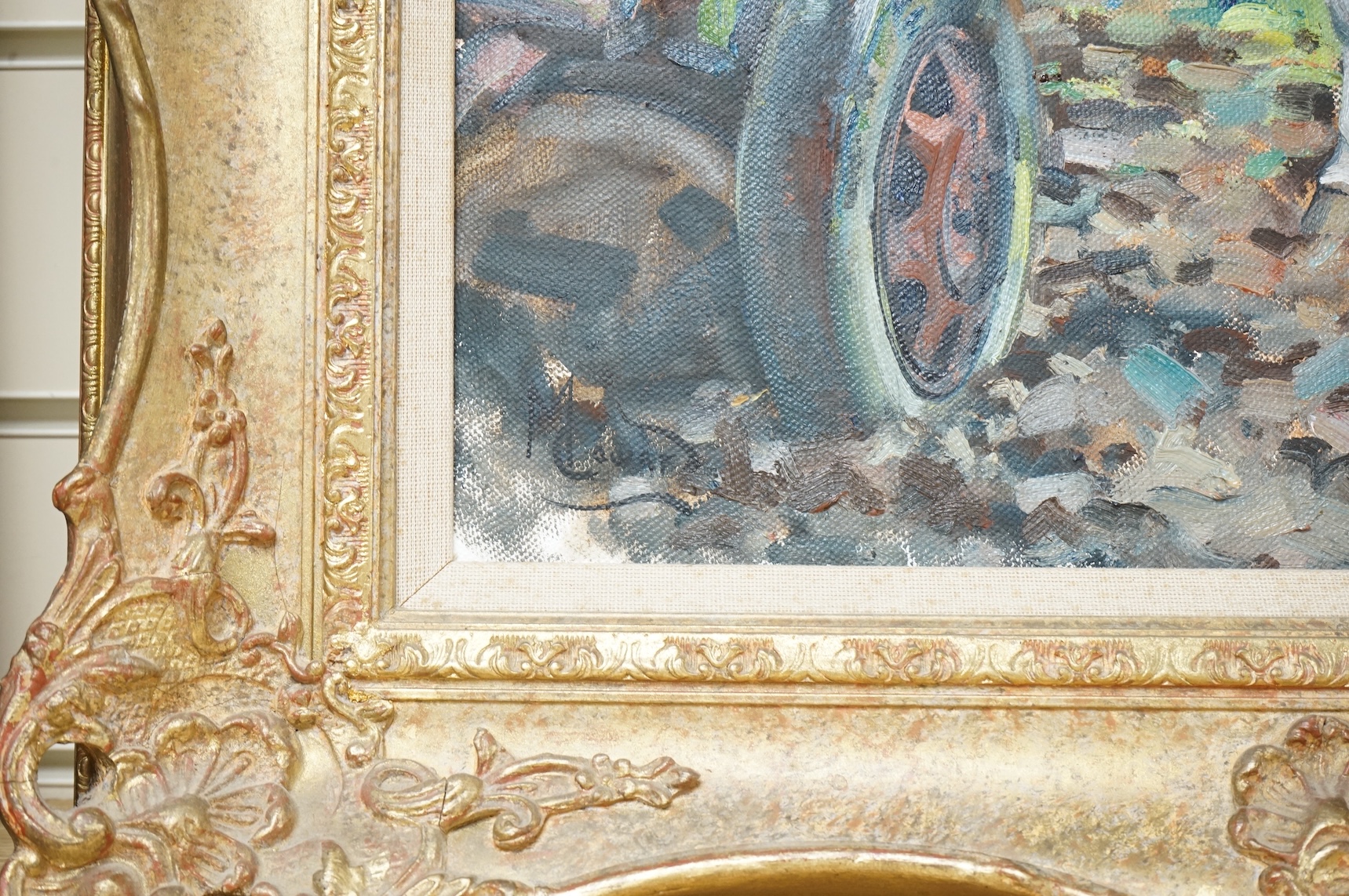 Malcolm Coward (b.1948), Study of a donkey, signed, oil on canvas, 34 x 39cm, ornate gilt frame